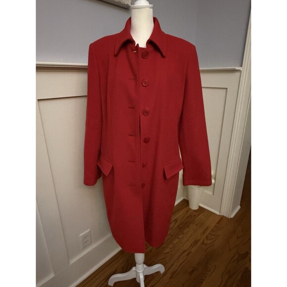 Henig Furs Vintage Women's Coat Red Size 10 Wool Cashmere Blend - Picture 1 of 5